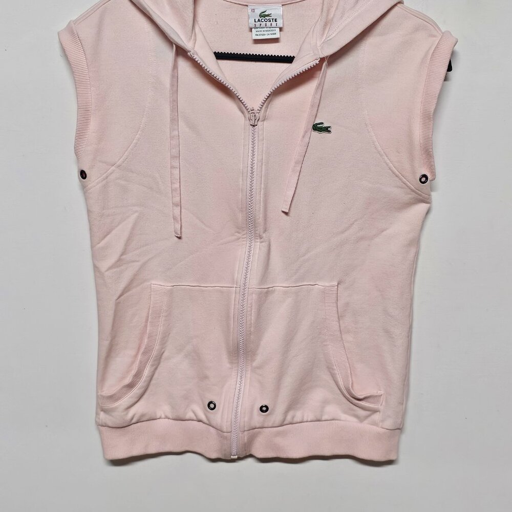 Lacoste Sport Hooded Fleece Pink Vest 40/Med - Picture 2 of 6